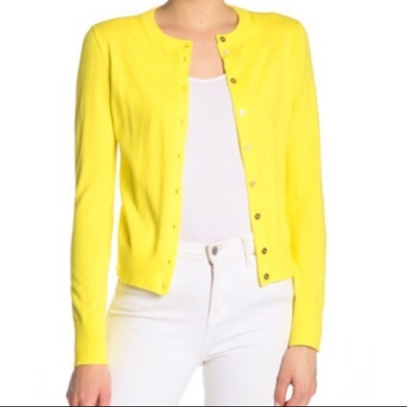 J. Crew Sweaters - J.Crew Front Button Knit Cardigan Lemon Wedge Lg